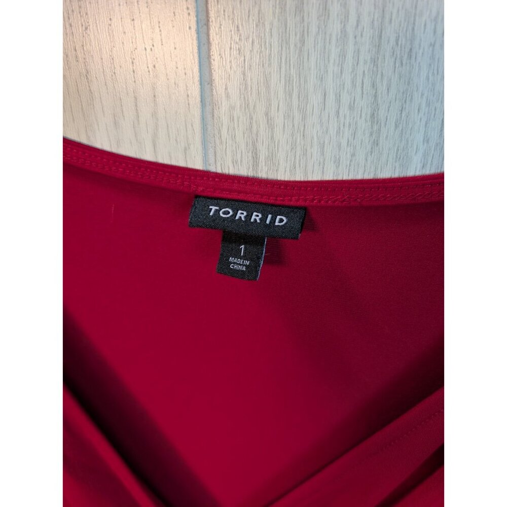 Torrid Womens Babydoll Top Size 1X Red Cottagecore Peasant Long Sleeve Smocked - Picture 3 of 8